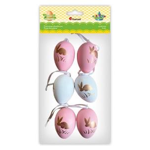 Opakowanie Zawieszki plastikowe jajka 40x60mm różowe 6szt