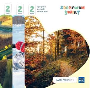 Zdobywam świat. Karty pracy cz.1-3 Poziom 2. Autor: Justyna Hadryś. Multiszop.pl Okładka książki Zdobywam świat. Karty pracy cz.1-3 Poziom 2