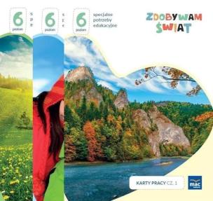 Zdobywam świat. Karty pracy cz.1-3 Poziom 6. Autor: Justyna Hadryś. Multiszop.pl Okładka książki Zdobywam świat. Karty pracy cz.1-3 Poziom 6