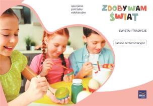 Zdobywam świat Tablice demonstr. Święta i tradycje. Autor: Justyna Hadryś. Multiszop.pl Okładka książki Zdobywam świat Tablice demonstr. Święta i tradycje