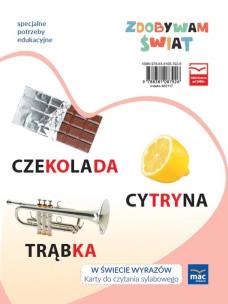 Zdobywam świat W świecie słów karty do czytania. Autor: Justyna Hadryś. Multiszop.pl Okładka książki Zdobywam świat W świecie słów karty do czytania