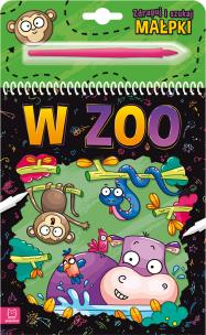 Zdrapuj i szukaj małpki. W zoo. Autor: Podgórska Anna. Multiszop.pl Okładka książki Zdrapuj i szukaj małpki. W zoo