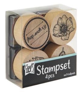 Zestaw 4 stempli drewnianych BLUE. Wydawca: ANTELLA. Multiszop.pl Opakowanie Zestaw 4 stempli drewnianych BLUE