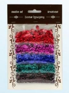 Opakowanie Zestaw cekiny metaliczne 6mm 30g