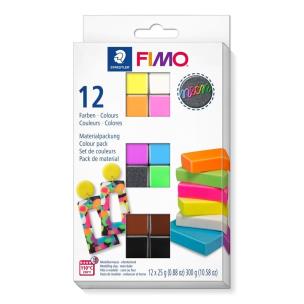 Zestaw Fimo Neon 12 kostek x 25g. Wydawca: STAEDTLER. Multiszop.pl Opakowanie Zestaw Fimo Neon 12 kostek x 25g