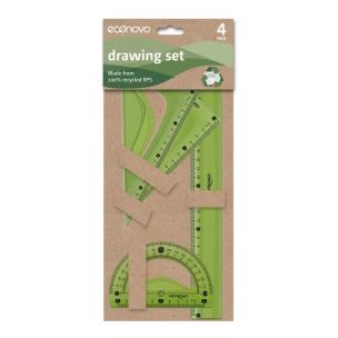 Opakowanie Zestaw geometryczny z linijką 30cm, recyklingu 4el