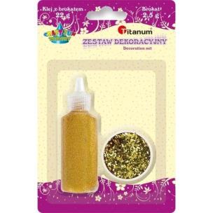 Opakowanie Zestaw klej z brokatem + brokat w słoiczku złoty