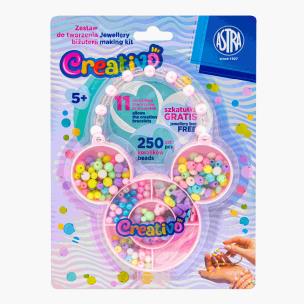 Opakowanie Zestaw koralików Myszka 250szt + 2m gumek ASTRA