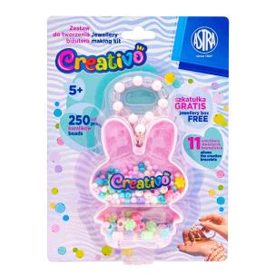 Opakowanie Zestaw koralików Zajączek 250szt + 2m gumek ASTRA