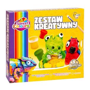 Opakowanie Zestaw kreatywny 8 farb + pędzelek + glina