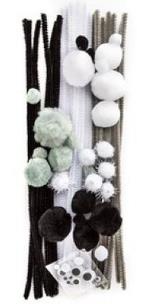 Zestaw kreatywny startowy biało-czarny 80 sztuk. Wydawca: DP CRAFT. Multiszop.pl Opakowanie Zestaw kreatywny startowy biało-czarny 80 sztuk