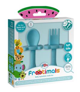 Zestaw łyżeczka i widelec Frootimals melephant BPA FREE. Wydawca: Kids Euroswan. Multiszop.pl Opakowanie Zestaw łyżeczka i widelec Frootimals melephant BPA FREE