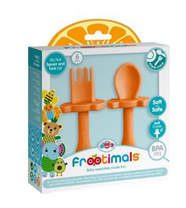Zestaw łyżeczka i widelec Frootimals orangiefly BPA FREE. Wydawca: Kids Euroswan. Multiszop.pl Opakowanie Zestaw łyżeczka i widelec Frootimals orangiefly BPA FREE
