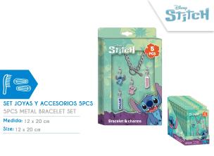 Opakowanie Zestaw metalowa bransoletka z zawieszkami Stitch 5 elementów ST00099