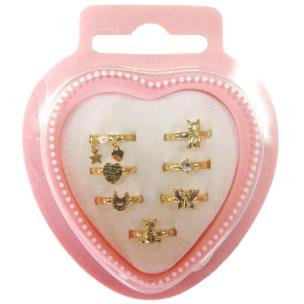 Opakowanie Zestaw pierścionków metalowych złotych 7el