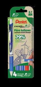 Opakowanie Zestaw piór kulkowych Pentel EnerGel BL77E-ECO 4 szt.