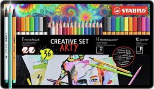 Zestaw piśmienniczy STABILO Creative Set ARTY 36 elementów. Wydawca: Stabilo. Multiszop.pl Opakowanie Zestaw piśmienniczy STABILO Creative Set ARTY 36 elementów