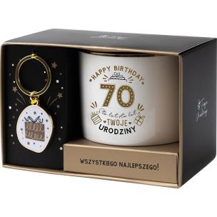 Opakowanie Zestaw prezentowy na 70 urodziny biało-złoty