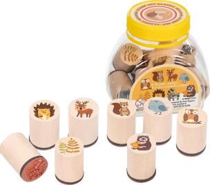 Zestaw stempelków zwierzęta leśne 8szt. Wydawca: Goki. Multiszop.pl Opakowanie Zestaw stempelków zwierzęta leśne 8szt