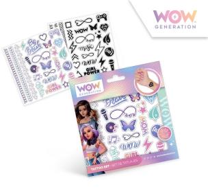 Zestaw tatuaży kolorowych i czarno-białych WOW 50 szt.. Wydawca: Kids Euroswan. Multiszop.pl Opakowanie Zestaw tatuaży kolorowych i czarno-białych WOW 50 szt.