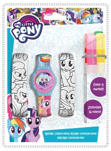 Zestaw zegarek cyfrowy z paskami do kolorowania i markerami MLP MLP17014. Wydawca: Kids Euroswan. Multiszop.pl Opakowanie Zestaw zegarek cyfrowy z paskami do kolorowania i markerami MLP MLP17014