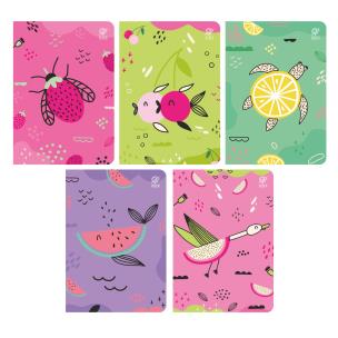 Opakowanie Zeszyt Fruits A5 16 TRZYLINIA – LINIA PODWÓJNA KOLOROWA