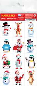 Opakowanie Zima z Mikołajem 01 Naklejki 4 sztuki