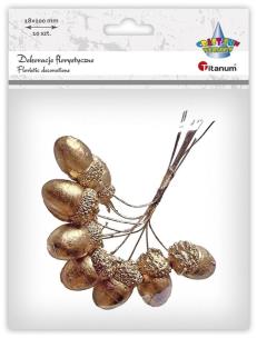 Opakowanie Żołędzie na druciku złote 18x100mm 10szt