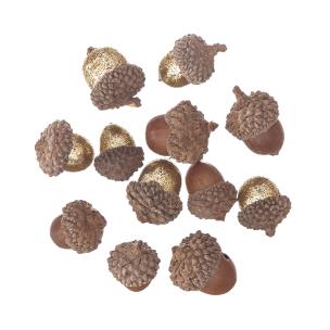 Żołędzie z brokatem naturalne 12 sztuk. Wydawca: DP CRAFT. Multiszop.pl Opakowanie Żołędzie z brokatem naturalne 12 sztuk