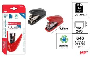 Opakowanie Zszywacz duży 60% mniej wysiłku 24/6 + zszywki MIX