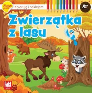 Zwierzątka z lasu Koloruję i naklejam. Autor:   Praca zbiorowa. Multiszop.pl Okładka książki Zwierzątka z lasu Koloruję i naklejam