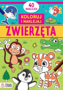 Zwierzęta. Koloruję i naklejam. Autor: Opracowanie zbiorowe. Multiszop.pl Okładka książki Zwierzęta. Koloruję i naklejam