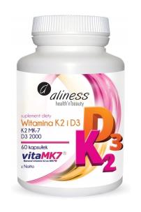 Zdjęcie produktu Aliness Witamina K2 MK-7 100 µg z natto i D3 60 kaps