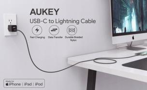 Okładka książki AUKEY CB-CL02 NYLONOWY KABEL USB C-LIGHTNING 1.2M