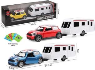 Auto metal z przyczepą otwierane drzwi, karty MIX. Wydawca: Merkpol. Multiszop.pl Opakowanie Auto metal z przyczepą otwierane drzwi, karty MIX