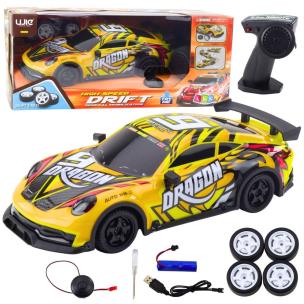 Auto sportowe R/C podświetlana karoseria żółte. Wydawca: Leantoys. Multiszop.pl Opakowanie Auto sportowe R/C podświetlana karoseria żółte