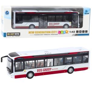 Autobus metalowy miejski światło i dżwięk 1:42. Wydawca: Leantoys. Multiszop.pl Opakowanie Autobus metalowy miejski światło i dżwięk 1:42