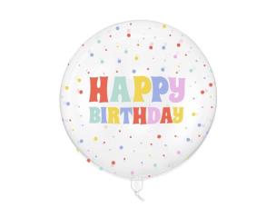 Opakowanie Balon Bubble Happy Birthday transparentny 60cm