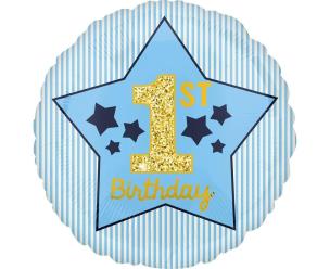Opakowanie Balon foliowy 1st Birthday niebieski 48cm