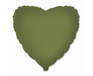 Opakowanie Balon foliowy 46cm Serce matowe Olive Green
