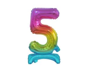 Opakowanie Balon foliowy B&C Cyfra stojąca 5 tęczowa 38cm