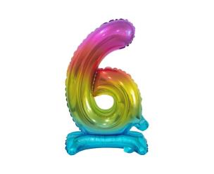 Opakowanie Balon foliowy B&C Cyfra stojąca 6 tęczowa 38cm