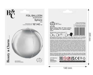 Opakowanie Balon foliowy B&C Kula srebrna 40cm