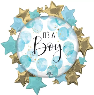 Opakowanie Balon foliowy Baby Boy Blue Watercolor 76x76cm