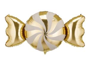 Opakowanie Balon foliowy Cukierek beżowo-złoty 113x54cm
