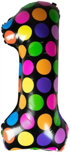 Opakowanie Balon foliowy cyferka 1 w kropki