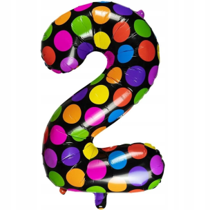 Opakowanie Balon foliowy cyferka 2 w kropki