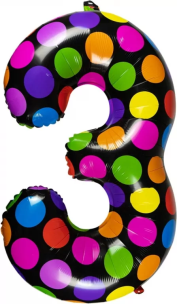 Opakowanie Balon foliowy cyferka 3 w kropki