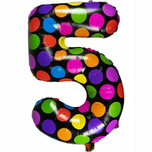Opakowanie Balon foliowy cyferka 5 w kropki