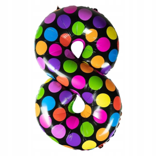 Opakowanie Balon foliowy cyferka 8 w kropki